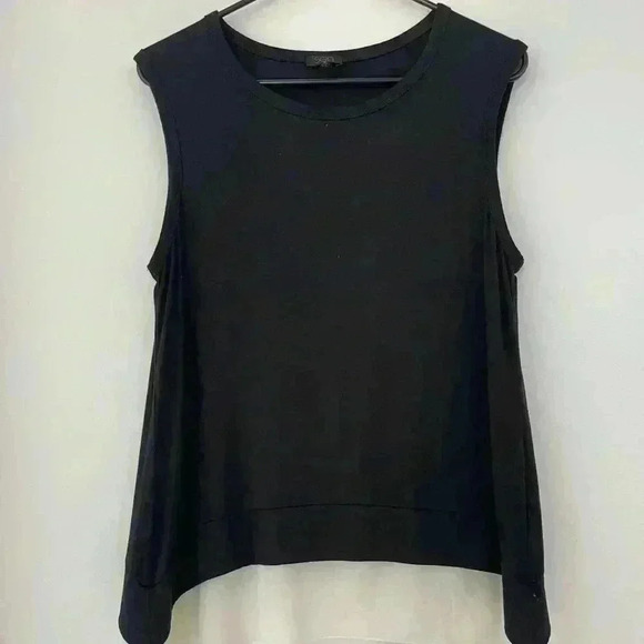 SEN Sleeveless Blouse - Black with white trim - Size S - Picture 1 of 7